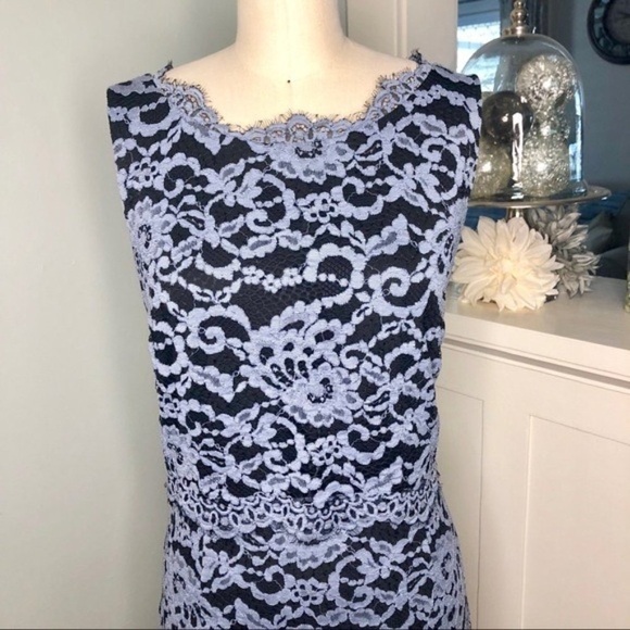 Ivanka Trump Blue Lace Popover Sheath Dress 14 Large - Picture 4 of 8